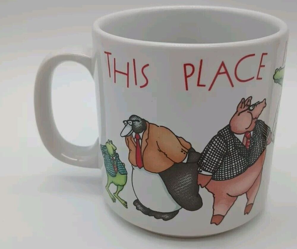 Russ Berrie This Place is a Zoo Mug Polar Bear Alligator Frog Penguin Pig